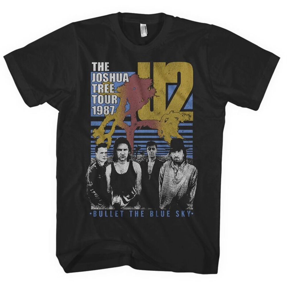 U2 Unisex Adult Bullet The Blue Sky Cotton T-Shirt / Black